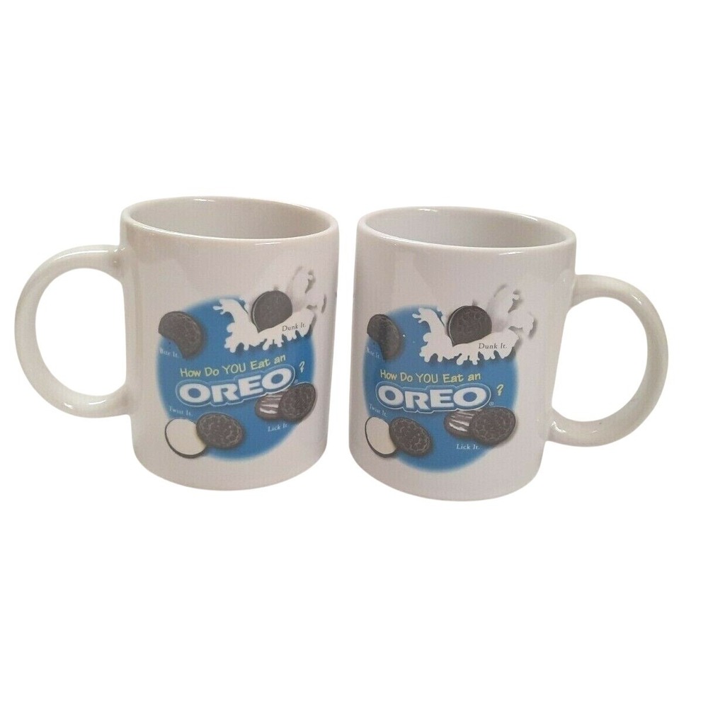 Oreo Cookie Set Of 2 "How do You eat an OREO?" Promo Mug Cup Nabisco Pre-owned